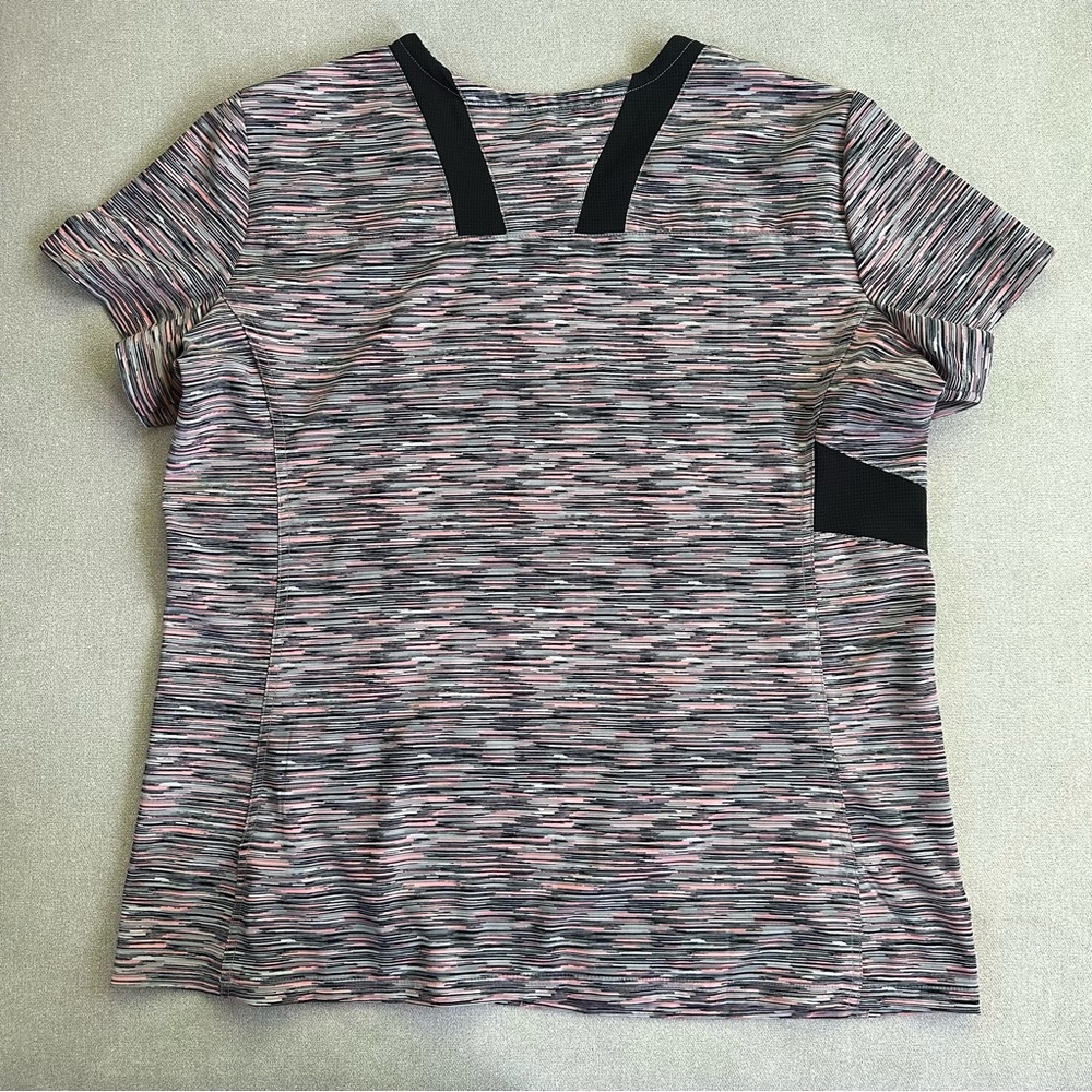 White Cross Fit V Neck Scrub Top. Pink Space Dye. Large. - Picture 5 of 5